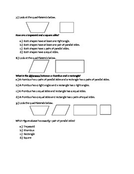 Quadrilaterals Worksheet by The Five STAAR Teacher | TpT