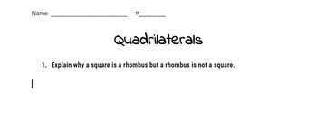 Preview of Quadrilaterals Worksheet