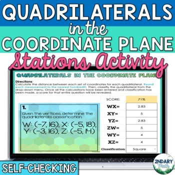 Preview of Quadrilaterals in the Coordinate Plane Digital and Printable Stations Activity