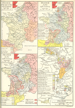 Preview of Quadruple Color Map of France from the 10th Century to the 18th Century