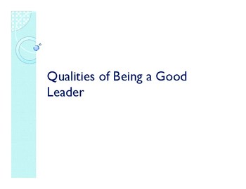 Preview of Qualities of Being a Leader