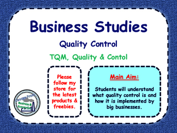 Preview of Quality Control & Total Quality Management (TQM) - Operations
