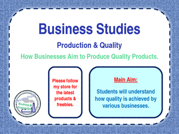 Preview of Quality & Production - Total Quality Management & Quality - Worksheet & PPT