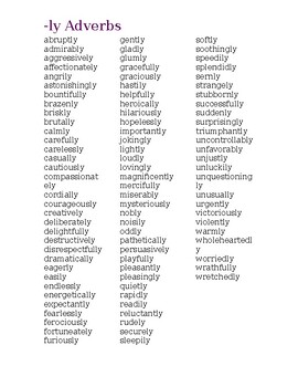 Preview of Quality -ly Adverbs, IEW, 3rd-5th Grade Level Words