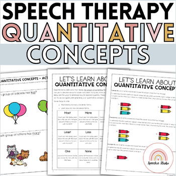 Preview of Quantitative Concepts Speech Therapy Worksheets and Activities
