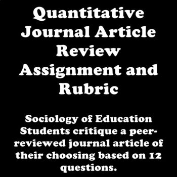 quantitative journal article review example
