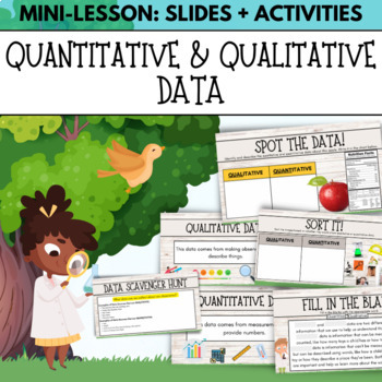 Preview of Quantitative vs Qualitative Data Collection Google Slides and Activities