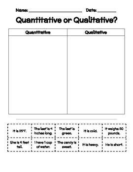 Preview of Quantitative vs. Qualitative Data Sort FREEBIE