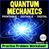 Quantum Mechanics Homework Worksheet