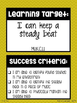 Preview of Quarter 1 Elementary Music Learning Targets and Success Criteria Checklist