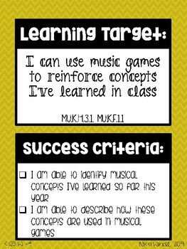 Preview of Quarter 3 Elementary Music Learning Targets and Success Criteria Checklist