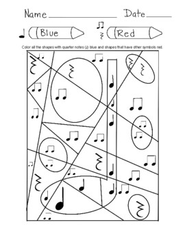 Preview of Quarter Note Coloring Sheet