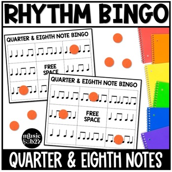 Preview of Quarter Note Eighth Note Rhythm Bingo Game for Elementary Music Centers Sub Plan