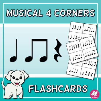 Preview of Quarter Note, Quarter Rest, 8th Notes Flashcards | 4 Corners | Ta, Ti-Ti, Z