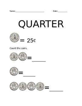 quarter worksheet counting coins by teacher mel s worksheets tpt