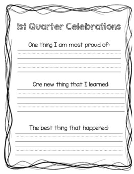 Preview of Quarterly Student Self- Reflection/ Celebrations