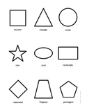 Free shapes worksheet to color, A4 and letter size