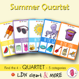 SUMMER QUARTET game, a fun activity for kids, usable in ma