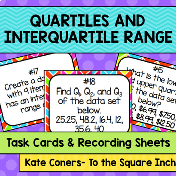 Preview of Quartiles and Interquartile Range Task Cards | Math Center Practice Activity