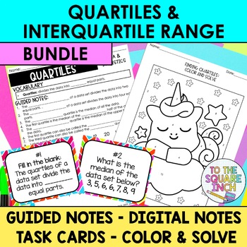 Preview of Quartiles and Interquartile Range Notes & Activities | Digital Notes | Task Card