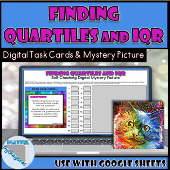 Preview of Quartiles and Interquartile Range Digital Task Cards & Mystery Picture Activity