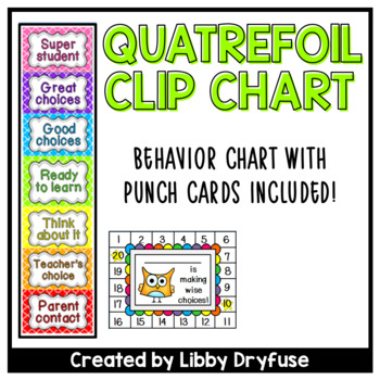 Preview of Clip It Behavior Chart and Punch Cards {Quatrefoil }