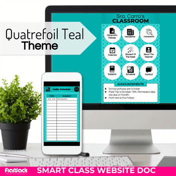 Preview of Teal & Black Parent Communication Google Slides Editable Smart Class App Website