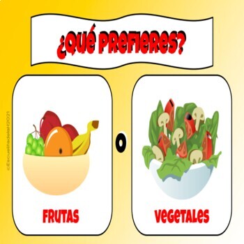 Spanish Food La Comida Vocabulary Would you Rather ¿Qué Prefieres