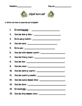 La Hora Worksheet : Telling Time Telling The Time Practice For Children