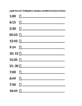 Hora exercise  Live Worksheets