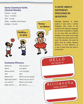 Preview of Quechua Language For Kids (Verbs, Common Phrases and Notes on Spelling)