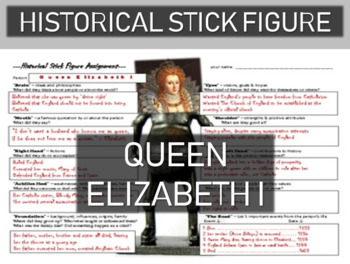 Preview of Queen Elizabeth Historical Stick Figure (Mini-biography)