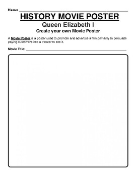 Preview of Queen Elizabeth I "Movie Poster" WebQuest & Worksheet