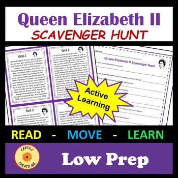 Preview of Queen Elizabeth II Activity Scavenger Hunt with Easel Option