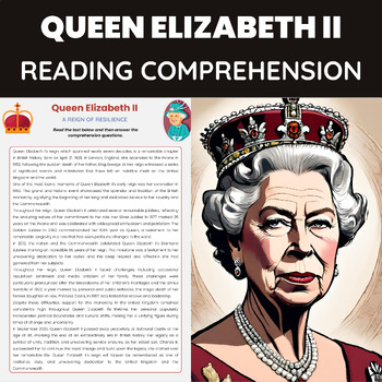 Preview of Queen Elizabeth II Reading Comprehension | UK British History and Monarchy
