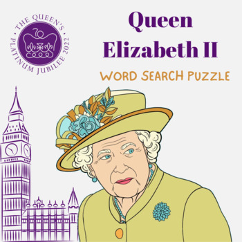 Preview of Queen Elizabeth II Word Search Puzzle - Queen Elizabeth Platinum Jubilee