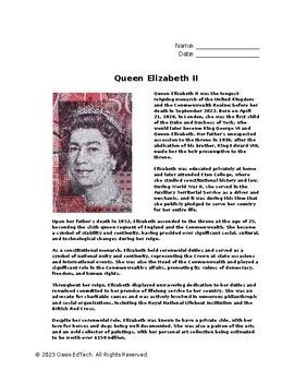 Preview of Queen Elizabeth II Worksheet
