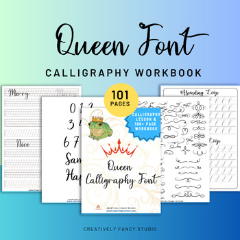 Preview of Queen Font Calligraphy Workbook - 100 Pages Of Calligraphy Lettering Workbook
