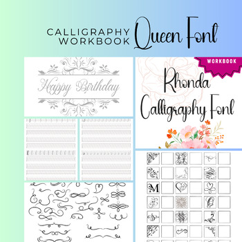 Rhonda Font Calligraphy Workbook - 100 Pages Of Calligraphy Lettering  Workbook