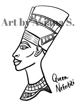 Preview of Queen Nefertiti Coloring Page