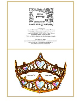 Queen Of Hearts Gold Crown Tiara Bold 5x7 Folded Card Printable Blank Inside