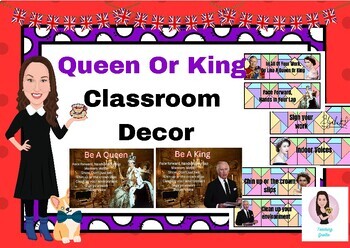 Preview of Queen or King Classroom Decoration. "Queen Elizabeth Poster" "King Charles"