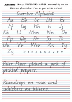 Preview of Queensland Cursive Handwriting Trace Sheet - Entries and Exits