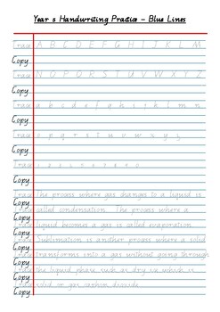Preview of Queensland Cursive Handwriting Trace Sheet YEAR 5 LINES - Relate to Science 2