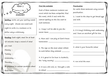 year 3 homework sheets pdf free