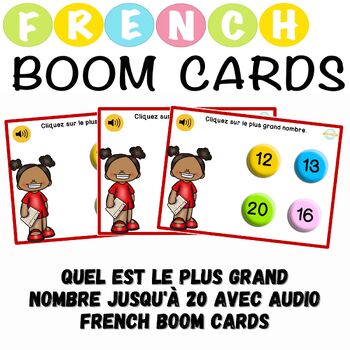 Preview of Quel est le plus grand nombre Jusqu'à 20 avec audio French Boom Cards