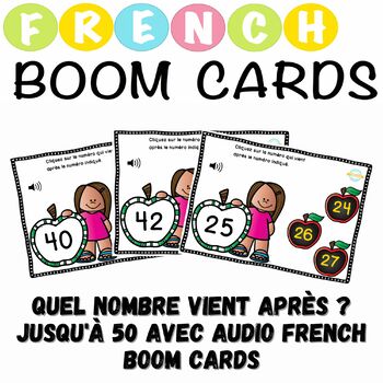 Preview of Quel nombre vient après ? Jusqu'à 50 avec audio French Boom Cards