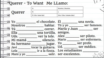 Preview of Querer Conjugation Practice