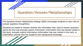 Preview of Question, Answer, Relationships Strategy Slide Deck for Professional Development