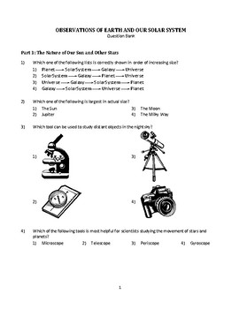 Earth Our Solar System Question Bank And Answer Key 135 Editable Questions